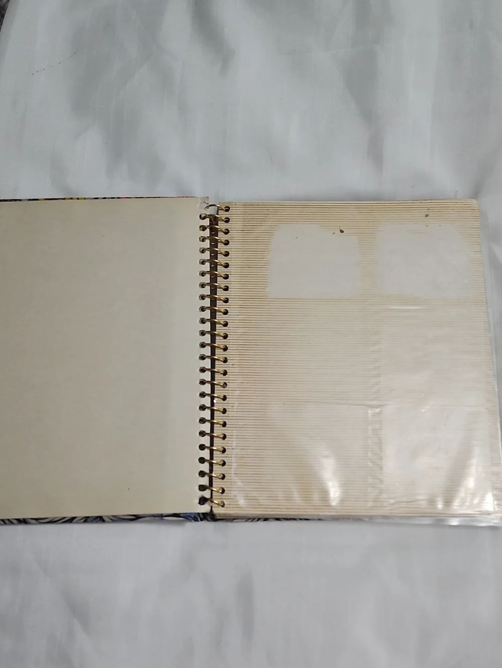 Vintage Multi-color Floral Fabric Photo Album Scrap Book Spiral Bound Groovy
